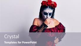  Presentation with mexican day - Slides enhanced with young-woman-wearing-mexican-day background and a gray colored foreground