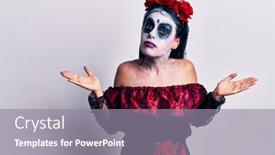  Presentation with mexican day - PPT layouts with young-woman-wearing-mexican-day background and a gray colored foreground