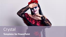  Presentation with mexican day - Slide deck featuring young-woman-wearing-mexican-day background and a gray colored foreground