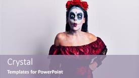  Presentation with mexican day - PPT theme with young-woman-wearing-mexican-day background and a mint green colored foreground