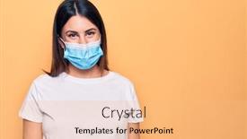  Presentation with disease - Slide set with young-woman-wearing-protection-mask background and a coral colored foreground