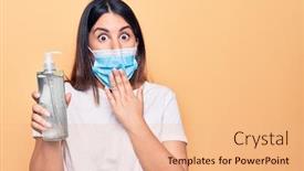  Presentation with virus disease - Amazing presentation design having young-woman-wearing-protection-mask backdrop and a coral colored foreground