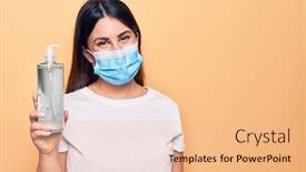  Presentation with virus disease - Amazing presentation theme having young-woman-wearing-protection-mask backdrop and a coral colored foreground