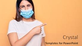  Presentation with mask - Amazing presentation having young-woman-wearing-protection-mask backdrop and a coral colored foreground