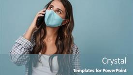  Presentation with air pollution - Colorful presentation design enhanced with young-woman-wearing-protective-medical backdrop and a seafoam green colored foreground
