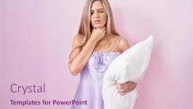  Presentation with sore throat - Slide set enhanced with young-woman-wearing-pyjama-hugging background and a lemonade colored foreground