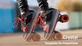  Presentation with summer time - Beautiful PPT theme featuring young woman wearing roller backdrop and a coral colored foreground