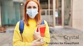  Presentation with student attitude - PPT layouts featuring young-woman-wearing-safety-mask and a yellow colored foreground