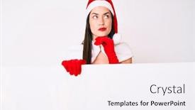  Presentation with costume - PPT layouts enhanced with young-woman-wearing-santa-claus background and a sky blue colored foreground