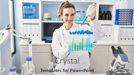  Presentation with scientist - PPT layouts enhanced with young-woman-wearing-scientist-uniform background and a  colored foreground