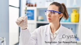  Presentation with herb - PPT theme featuring young-woman-wearing-scientist-uniform background and a light gray colored foreground