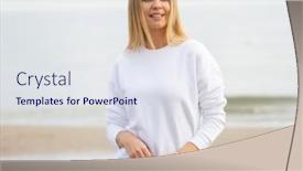  Presentation with space time - Slide set featuring young-woman-wears-white-blouse background and a sky blue colored foreground