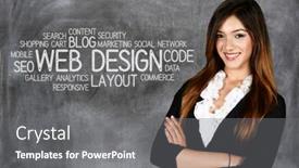  Presentation with web - Slide set consisting of young-woman-who-works background and a gray colored foreground