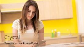  Presentation with budget - PPT layouts having young-woman-wife-in-budget background and a coral colored foreground