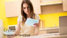  Presentation with budget - Beautiful PPT layouts featuring young woman wife in budget planning concept backdrop and a coral colored foreground