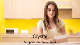  Presentation with budget 3d - Colorful slide set enhanced with young woman wife in budget backdrop and a coral colored foreground