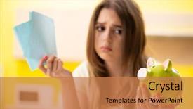  Presentation with budget 2020 - Presentation design having young woman wife in budget background and a coral colored foreground