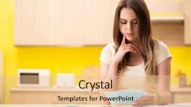  Presentation with budget - Cool new presentation with young woman wife in budget backdrop and a lemonade colored foreground