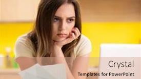  Presentation with education and budget - Colorful slides enhanced with young-woman-wife-in-budget backdrop and a coral colored foreground