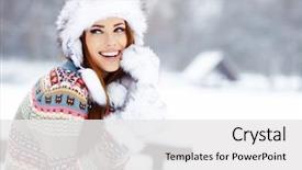  Presentation with wind energy close up portrait - Slide deck featuring young woman winter portrait shallow background and a white colored foreground