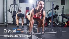  Presentation with barbell - Colorful presentation design enhanced with young woman with a barbell in the gym backdrop and a dark gray colored foreground