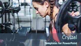  Presentation with barbell - Slides with young woman with a barbell in front of the mirror in the gym background and a ocean colored foreground