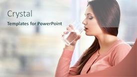  Presentation with water glass - Beautiful presentation featuring young-woman-with-a-glass backdrop and a sky blue colored foreground