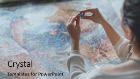  Presentation with mosaic - Colorful presentation theme enhanced with young woman with a mosaic backdrop and a light gray colored foreground