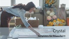  Presentation with mosaic - Slides enhanced with young woman with a mosaic background and a light blue colored foreground