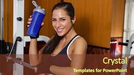 Presentation with sports nutrition - Presentation theme with young woman with a protein background and a tawny brown colored foreground