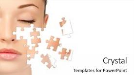  Presentation with beautiful young woman getting face - Slides having brown and yellow leaves earth background and a gray colored foreground.