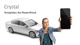  Presentation with silver - Cool new slide set with young-woman-with-a-silver backdrop and a white colored foreground