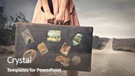  Presentation with suitcase - Slides having young woman with a vintage background and a gray colored foreground