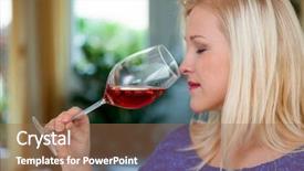  Presentation with wine tasting - Amazing PPT layouts having woman with a wine tasting backdrop and a coral colored foreground