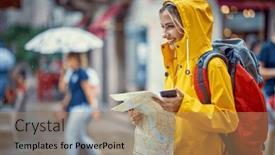  Presentation with rainy day - PPT layouts featuring young-woman-with-a-yellow background and a coral colored foreground