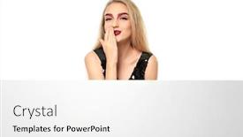  Presentation with advertising - Cool new PPT theme with young-woman-with-advertising-board backdrop and a white colored foreground