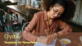  Presentation with afro - Slide set featuring young-woman-with-afro-hairstyle background and a tawny brown colored foreground