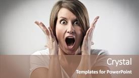  Presentation with young woman diagnosis of sti - Presentation design with young woman with astonished expression background and a coral colored foreground