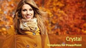  Presentation with autumn leaves - PPT layouts featuring young woman with autumn leaves background and a crimson colored foreground