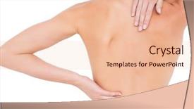  Presentation with rear view of bodyguard - Beautiful PPT layouts featuring young woman with back pain backdrop and a lemonade colored foreground