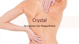  Presentation with rear view of bodyguard - Presentation design featuring young woman with back pain background and a  colored foreground