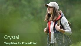  Presentation with hiking - Slide deck with young-woman-with-backpack-hiking background and a tawny brown colored foreground