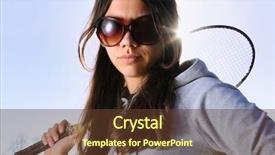  Presentation with badminton - Presentation with young woman with badminton racquet background and a tawny brown colored foreground