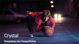  Presentation with basketball - Beautiful slides featuring young woman with basketball ball backdrop and a ocean colored foreground