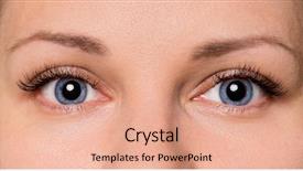  Presentation with human face - Cool new PPT theme with young woman with beautiful blue backdrop and a coral colored foreground