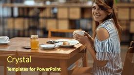  Presentation with joyful - Presentation with young-woman-with-beautiful-smile background and a tawny brown colored foreground