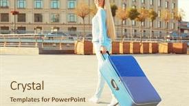  Presentation with street - Colorful slides enhanced with young woman with big blue backdrop and a  colored foreground