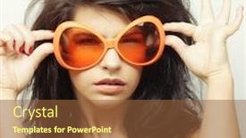  Presentation with orange - Slide deck enhanced with young-woman-with-big-orange background and a tawny brown colored foreground