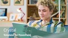  Presentation with black woman - Slide set consisting of young-woman-with-black-myoelectric background and a seafoam green colored foreground