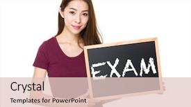  Presentation with blackboard - Theme with young woman with blackboard showing background and a lemonade colored foreground